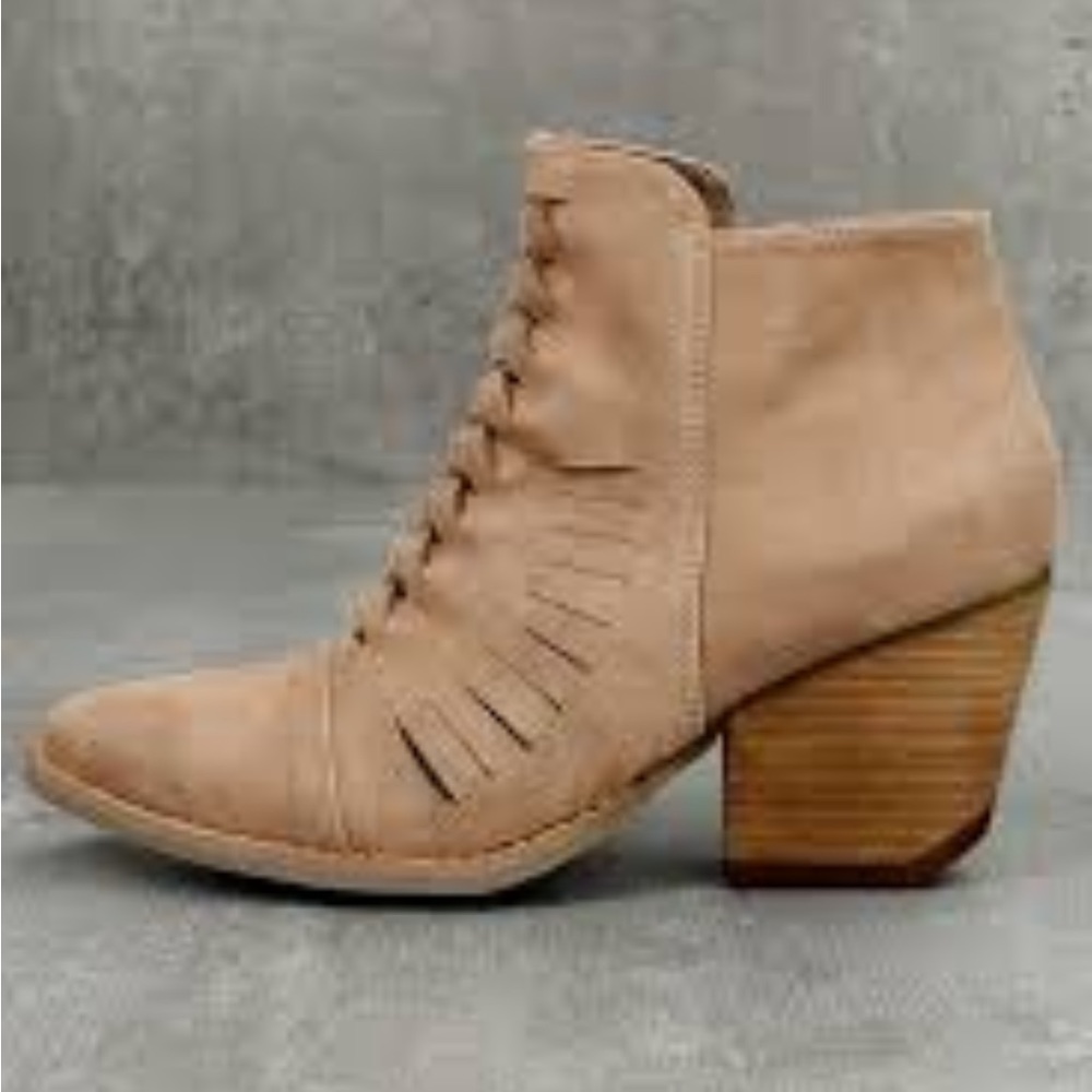 Free People x Matisse western cowboy vegan leather boots almond toe cutout strap